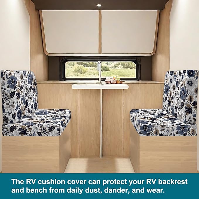 KRFOONN RV Dinette Cushion Covers Stretch Sofa Seat Slipcovers Replacement Camper Cushions Covers Washable Couch Cushion Slipcovers for RV Camper Car Bench Seats (1 Backrest Cover &amp 1 Bench Cover