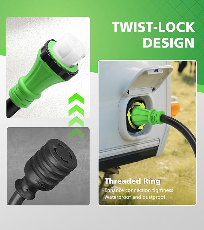 50 Amp Generator Cord with Twist Lock 10FT Heavy Duty 6/3+8/1 Gauge Generator Cable 14-50P/SS2-50R STW Power Cord 50 Amp Extension Cord for Generator &amp Yard &amp House