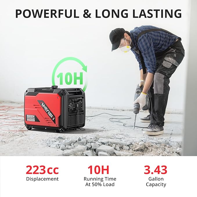 AMERISUN 5000W Portable Inverter Generator With CO Protection Super Quiet Generator for Home Use RV Ready EPA Compliant