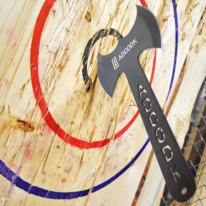 Throwing Axes and Tomahawks with Black Coated Letter Handle 11 inch Full Tang Double Bit Throwing Axe Set with Sheath Viking Axe Throwing Game for Recreation and Competition