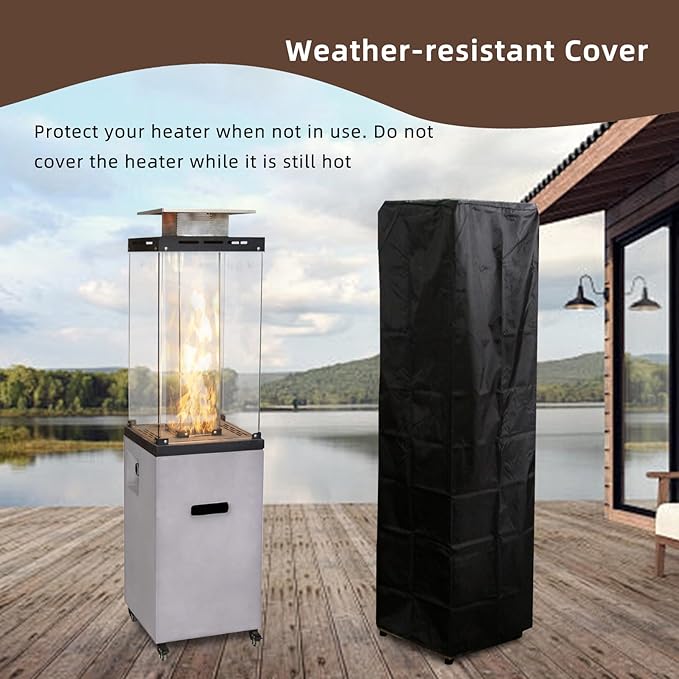 Afterglow Outdoor Patio Propane Fire Heater with Weather Cover Glass 41000 BTU Fireplace Patented &amp CSA Certificated Cement Gray