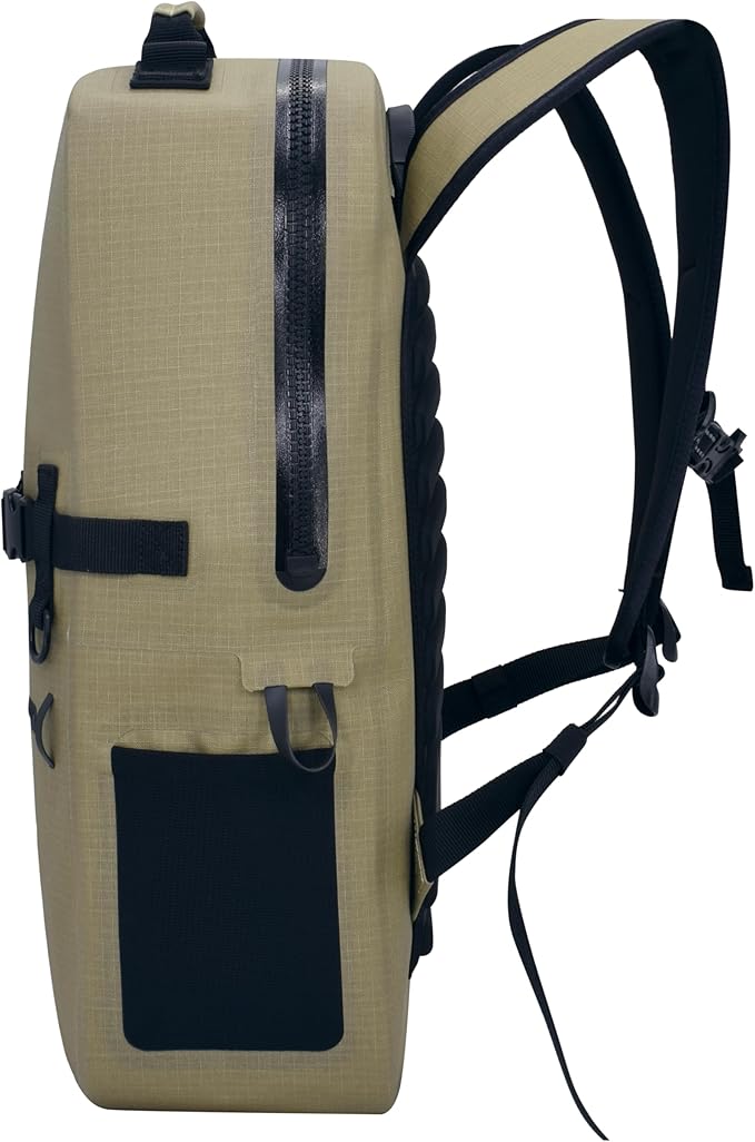 Breakwater Supply™ Fogland CORDURA Waterproof IP68 Submersible Backpack | Laptop Sleeve &amp Airtight Zippers for Outdoors Travel Hiking Fishing Floating Dry Bag Unisex TPU (Safari Tan 25L)
