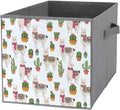 Space-Saving Fabric Storage Cubes Llama And Cactus Collapsible Baskets with Handles Stylish Storage Solution for Home