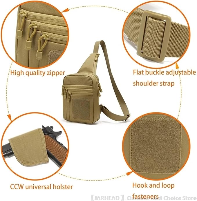 Tactical Concealed Crossbody Gun Bag Shoulder Chest Pack Outdoor Hiking Hunting Camping Chest Bag With Gun Holster