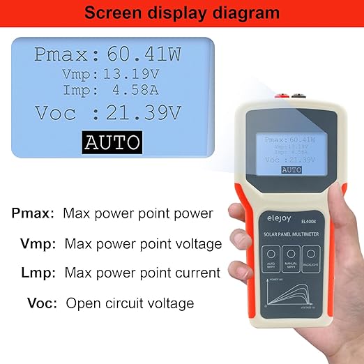 Upgrade 400W Solar Panel Portatil Smart Tester Auto/Manual MPPT Photovoltaic Panel Multimeter Testing Power Meter Tool with LCD Display Backlight for PV