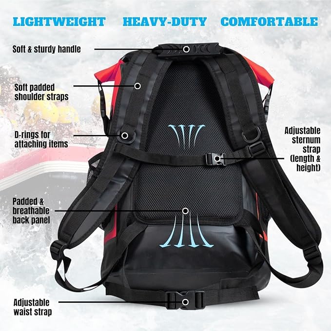 TACTIKO 30L Heavy-Duty 100% Waterproof Backpack Roll Top Dry Bags for Kayaking Hiking Camping Survival