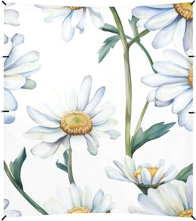 ALAZA White Daisies Flower Plant Flowers Wildflowers Beach Tent Sun Shelter Portable Canopy Sunshade for Outdoor Camping Picnics Backyard Fun 10x9 ft