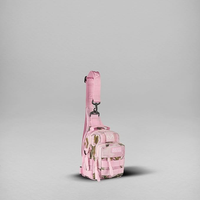 WOLFpak 4L Mini Tactical Sling Bag (Realtree APX Flushing Pink) Compact Crossbody Backpack for Gym Travel &amp EDC | Tactical Shoulder Bag with Multiple Pockets Lightweight Durable Sling Pack