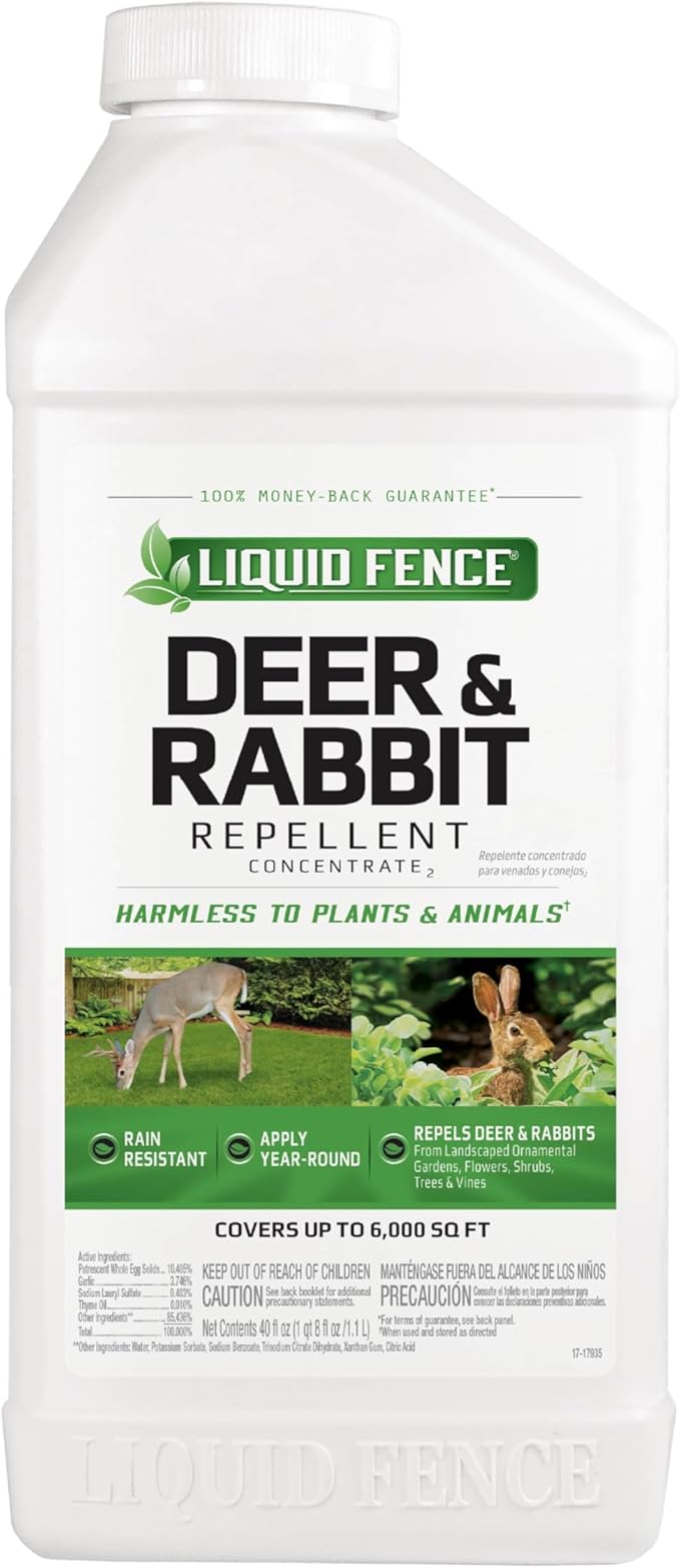 Liquid Fence Deer And Rabbit Repellent Concentrate 40 Ounces Apply Year-Round