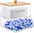 JYPS 1+1 Acrylic Dryer Sheet Holder with Drawer and Bamboo Lid Clear Acrylic Large-Capacity Laundry Pods Container Scent Boosters &amp Powder Laundry Room Organization decor Storage Jars Set