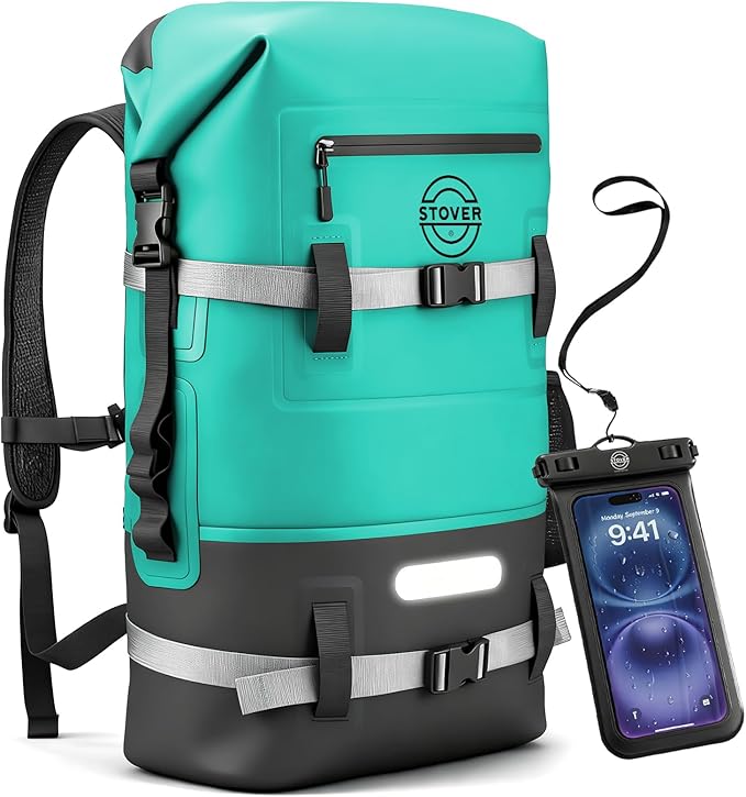 STOVER 5/10/25/30/40/55L Waterproof Dry Bag- Roll-Top Backpack w/Phone Case- Kayaking Hiking Camping Boating- Men/Women