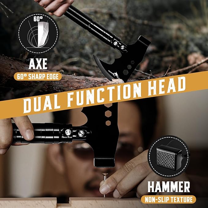 Purple Dragon Camping Hatchet Multi-Tool Camp Axe with Hammer High Carbon Steel Hatchet Axe for Camping Portable Backpaging Survival Hatchets for Outdoor Christmas Gifts for Men