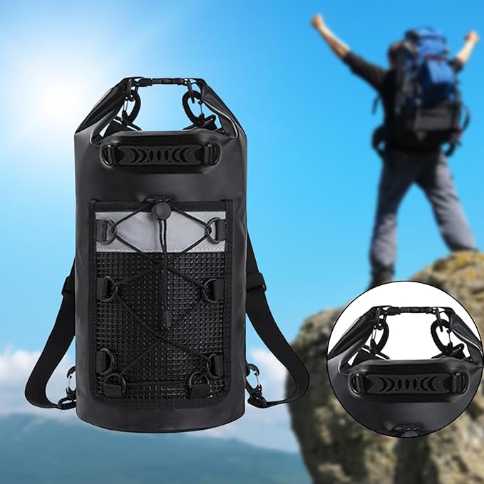 Waterproof Dry Bag 30L IPX6 Lightweight Storage Backpack for Kayaking Fishing Swimming Hiking Camping- Black