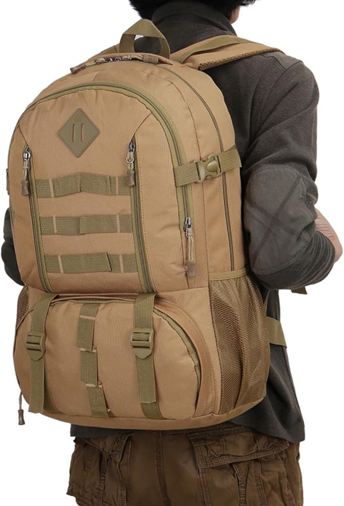 50L Tactical Backpack Outdoor Mountaineering Travel Backpack for Men and Women Large Capacity Camouflage Backpack (Black)