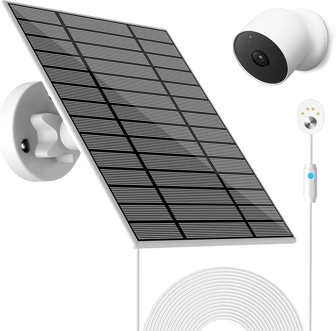 Solar Panel Compatible with Google Nest Camera Outdoor &amp Indoor (Battery Version) 6W Solar Power Charger for Google Nest Camera Solar Panel with Indicator Light 13ft Cable