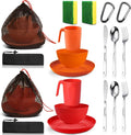 Scout Camping Mess Kit for Person Boy Scout Dishes Set Girl Scout Mess Kit with Mesh Bag Reusable Light Weight Eating Utensils Plastic Camping Cutlery Set for Travel Camp