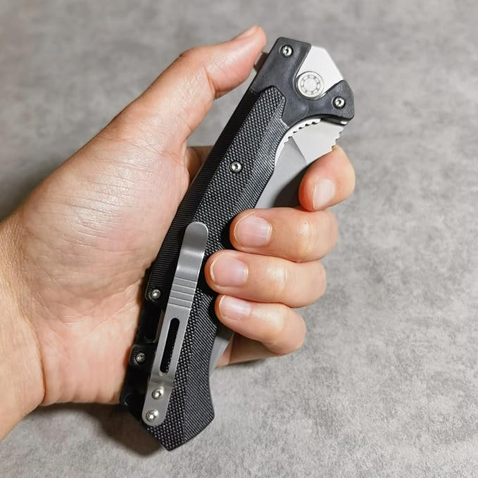 10 Inches Tactical Folding Knife - Multi-Functional Survival Knife for Camping Hunting Fishing Hiking | Outdoor &amp Emergency Preparedness Tool (GRAY)