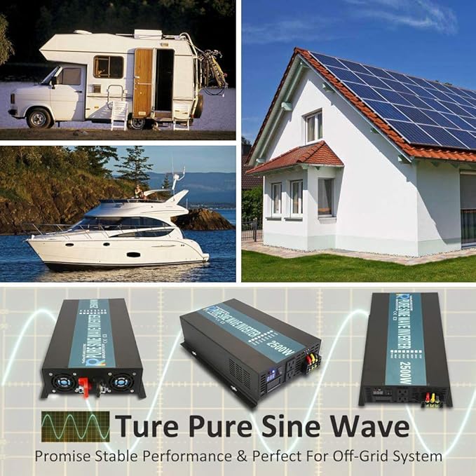 WZRELB 2500W 36V 120V Pure Sine Wave Power Inverter with 2 AC OutletsCar Inverter