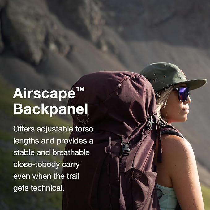 Osprey Kyte 58L Women's Backpacking Backpack - Hiking &amp Camping Bag with Waterproof Raincover Rocky Brook Green Medium/Large