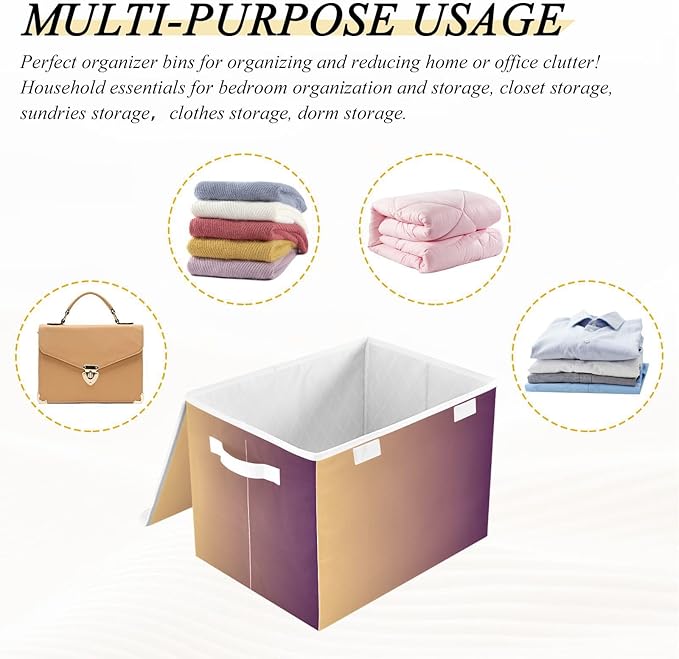 Brown Gradient Storage Boxes with Lids Foldable Container Storage Fabric Storage Bin for Home Studyroom Home Decor