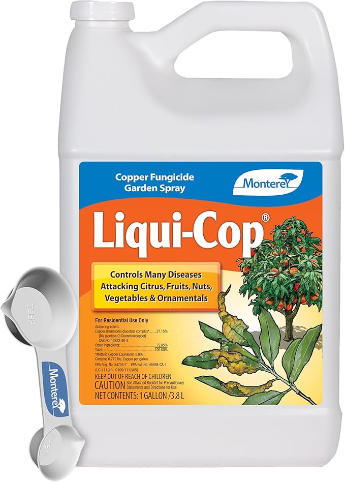 Monterey Liqui-Cop Bundled with Measuring Spoon - Copper Fungicide Garden Spray for Citrus and Fruit &amp Nut Trees - 1 Gallon