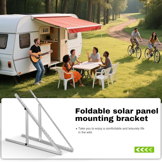 2 Pack 45inch Adjustable Solar Panel Tilt Mount Brackets with Foldable Tilt Legs for 45 Panels | 2400Pa Windproof Adjustable Brackets Kit for RV/Roof/Ground Fits EcoFlow/Jackery/Bouge RV