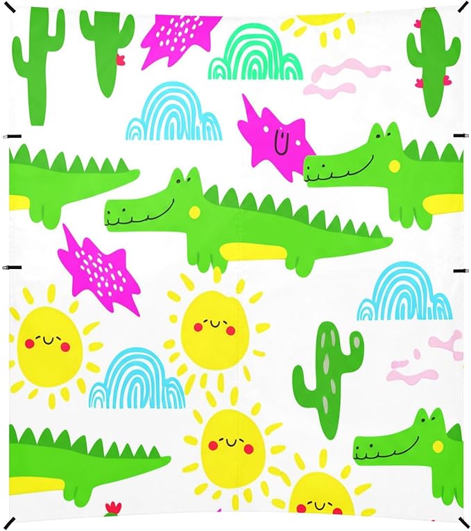 xigua Crocodiles Beach Tent Sun Shelter with Carrying Bag - Silver Coated Oxford Fabric Beach Canopy for Beach Camping Fishing - Includes Windproof Ropes Sandbags &amp Stakes