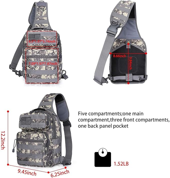 G4Free Tactical Sling Military Shoulder Backpack EDC Assault Range Bag and Tactical Sling Bag Military Rover Shoulder Sling Pack Molle EDC Chest Pack