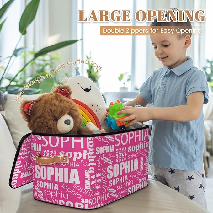 Storage-Bins with Lids Personalized Closet-Storage-Bins Under Bed Organizer-Container Stackable-Cubes-Box for Home Bedroom Hot Pink