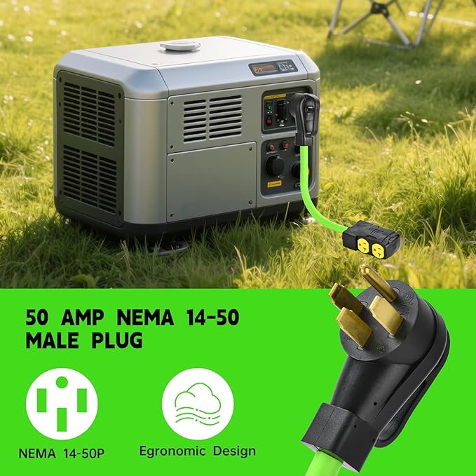 50 Amp to 20 Amp 110V Generator RV Distribution Adapter 14-50P to 4 X 5-20R/15R RV 4-Prong to Mutiple Household Outlet w/ 20amp Circuit Breaker 1.5FT