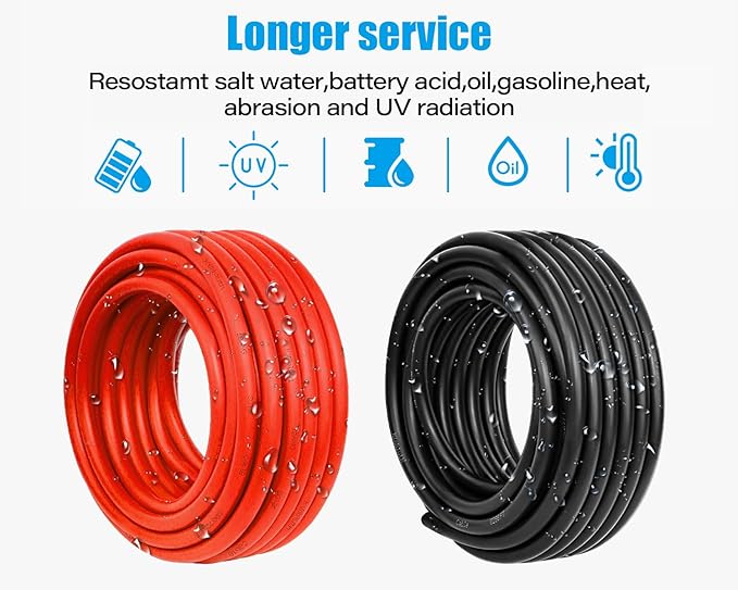 10 AWG Solar Cable 200FT Red + 200FT Black Tinned Copper Wire 10 Gauge Solar Panel Wire for RV Automotive Trailer Marine Outdoors