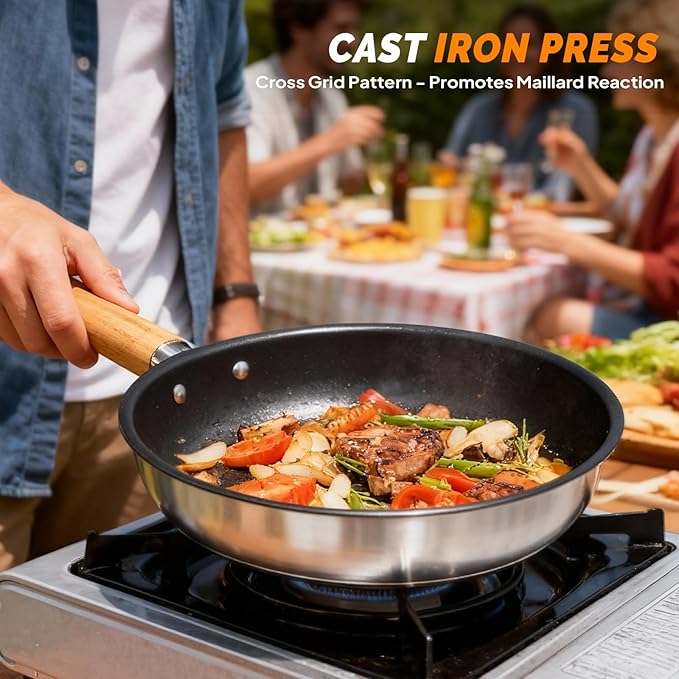 ROVSUN 34/10/6 pcs Camping Cookware Mess Kit Lightweight Non-Stick Camping Cooking Pot and Pan Set with Stainless Steel Camping Gear Kettle Cup for Open Fire Backpacking Outdoor Cooking