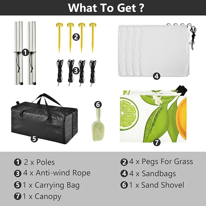 Beach Canopy with Windproof Ropes &amp Sandbags Beach Tent Sun Shade Sun Shelter for Camping Trips Fishing Backyard Fun or Picnics Fruit
