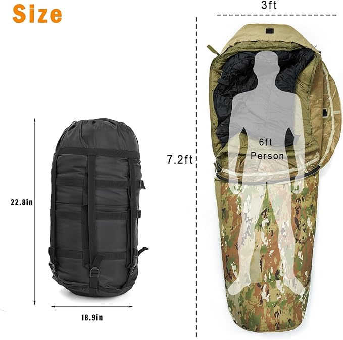 MT 70D eVac Compression Sack 38L with Army Military Modular Sleeping Bags System