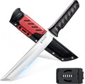 Dragon Creek Fixed Blade Knife - Outdoor Tactical Survival Knife with Sheath High-Carbon Steel Blade Full Tang Handle for Camping Hiking Christmas Thanksgiving Gift Men Red