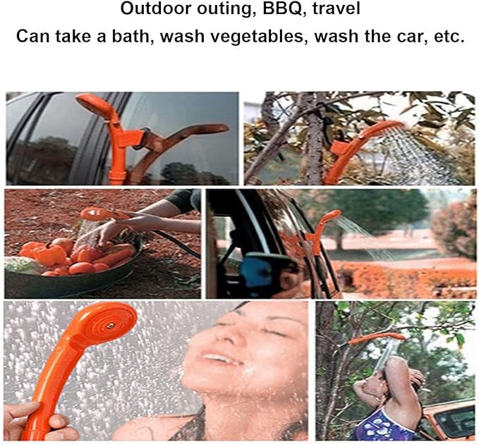 Portable Camping Shower 12V Outdoor Pump Shower Head Portable Handheld 3.5L/min Cigarette Lighter Adapter for Camping Hiking Car Washing