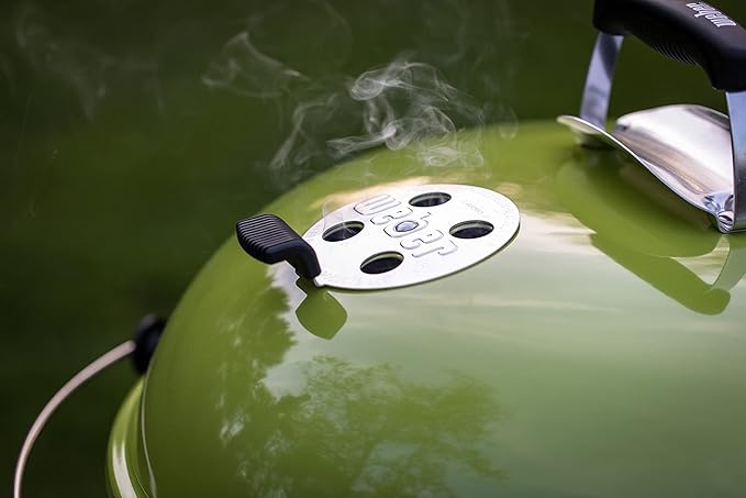 Weber Master-Touch Charcoal Grill 22-Inch Spring Green – Premium Outdoor BBQ Grill with Tuck-Away Lid Holder &amp One‑Touch™ Cleaning System Porcelain‑Enameled Kettle