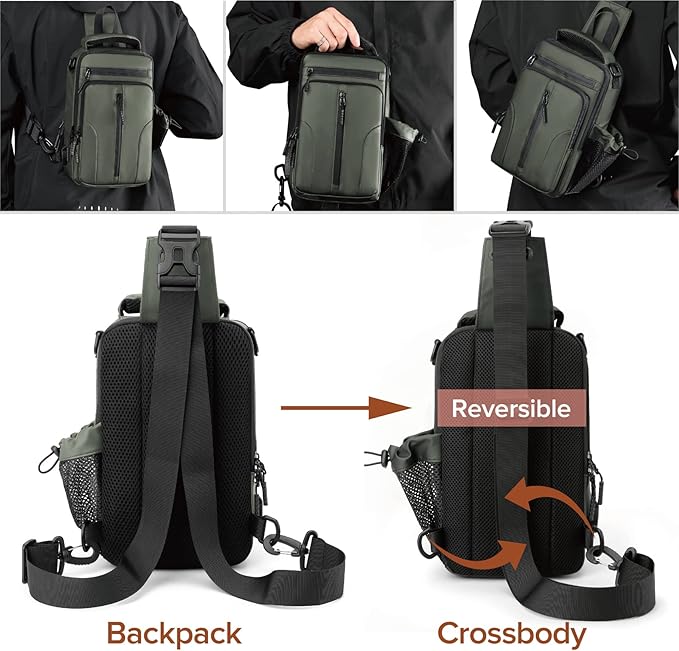 Anti Theft Crossbody Backpack Shoulder Sling Bag Men Women One Strap Motorcycle Messenger Bag Daypack for Cycling