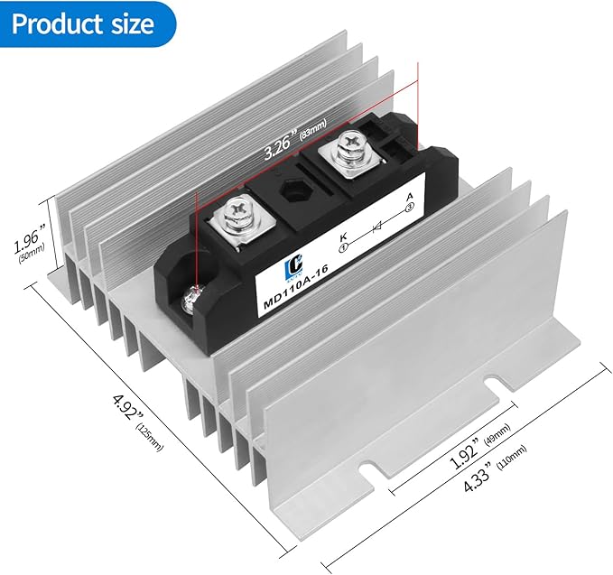 Blocking Diode Solar MD 110A with Heat Sink Suitable for 50A 100A Applications High Current Rectifier