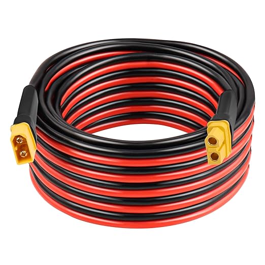 10AWG 20FT XT60 Extension Cable 2 3 5 10 15 20 25 30 35 40 50 75 100FT XT60 Female to Male Connector for Portable Power Station Solar Panel RC Battery