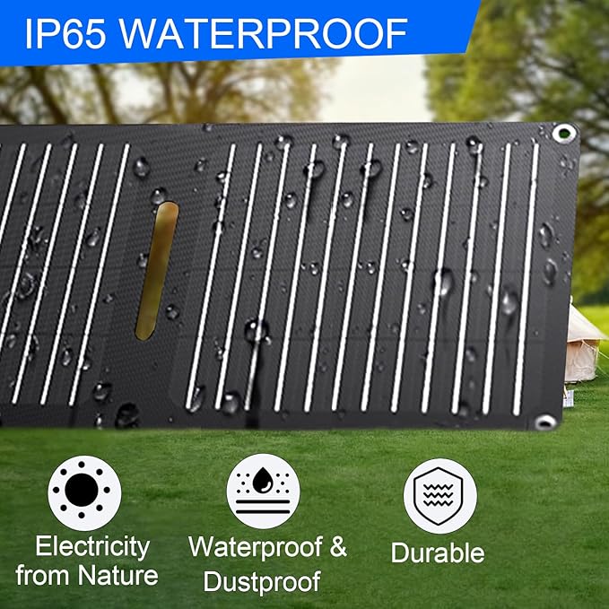 60W Portable Solar PanelsETFE Foldable Solar Panel with USB-C/USB-A/DC Ports for HikingCampingBackpackingIP65 Waterproof Small Folding Solar Charger for PhoneTabletsPower Bank
