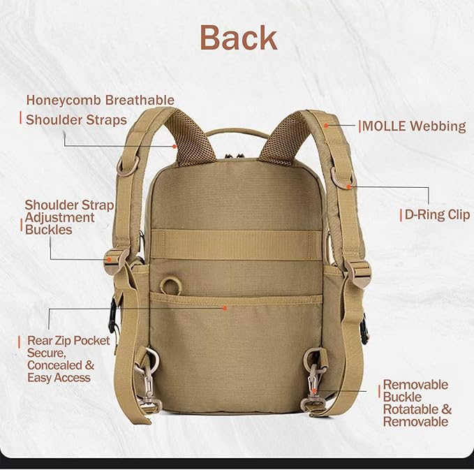 18L Tactical MOLLE Backpack - Men's Travel Backpacks This EDC Bag Has Multiple Ways to Carry as Backpack Crossbody (Black)