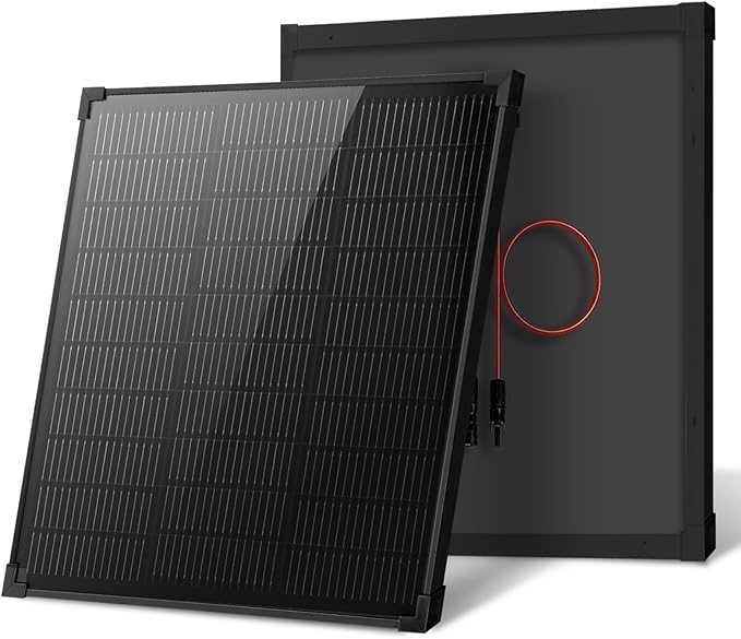 Solar Panels N-Type 16BB 50W Solar Panel 50 Watt Solar Panel 18V A+ Monocrystalline Cell 25% High Efficiency for RV Van Marine Home Rooftop Off-Grid Systems (22.8 x 20.3 Single Black)