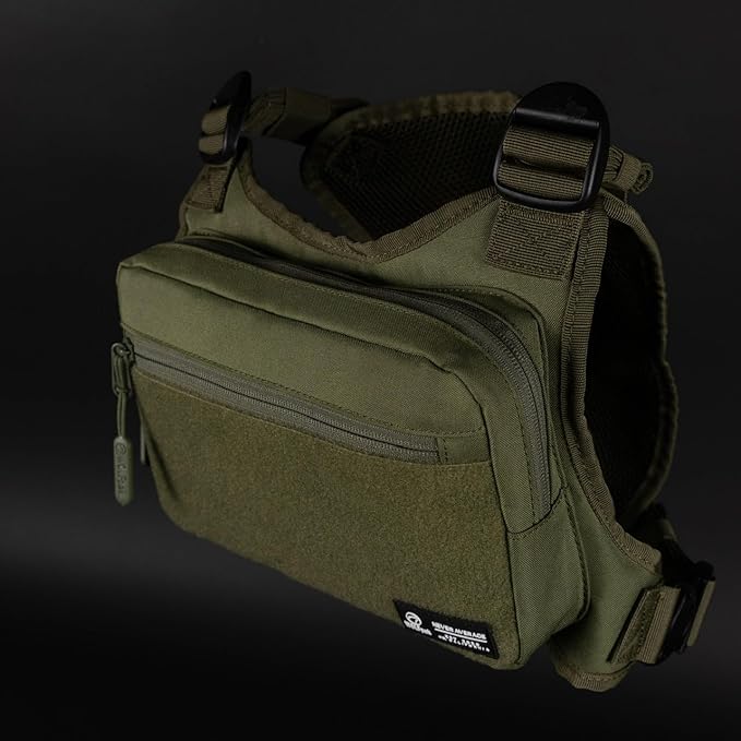 WOLFpak Utility Chest Pack w/CCW Holster |Tactical Waterproof 900D EDC Front Mount Vest Bag Adjustable Concealed Carry Chest Rig for Men &amp Women (OD Green)