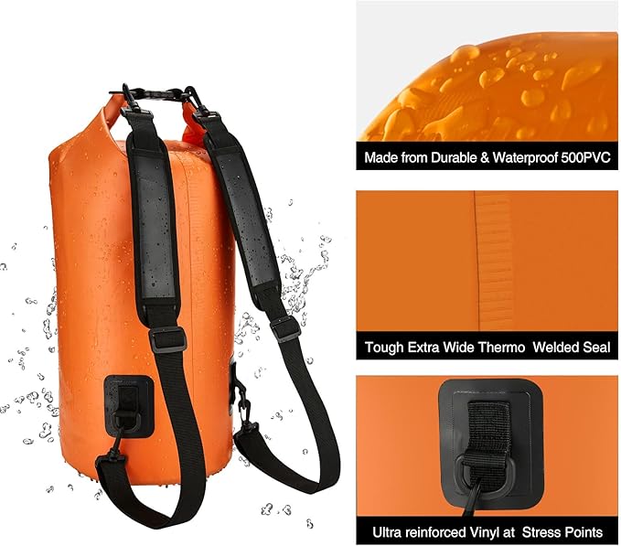Piscifun Dry Bag Waterproof Floating Backpack 10L/20L/30L/40L with Waterproof Phone Case for Boating Kayaking Fishing
