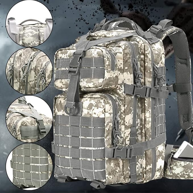 EMDMAK Military Tactical Backpack 42L Large Military Pack Army 3 Day Assault Pack Molle Bag Rucksack