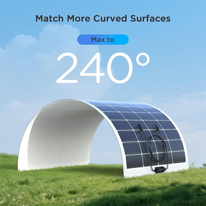 200W 12V Flexible Solar Panel 11BB Ultra-Thin ETFE Monocrystalline Charger for RV Motorhome Boat Sailboat Solar Generator Powering Car Fridge &amp Freezer