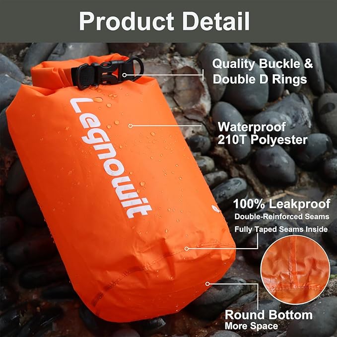 Dry Bag 3 Pack/5 Pack Waterproof Lightweight Small &amp Large Dry Sacks for Outdoor Camping Backpacking Kayaking Boating Travel and More