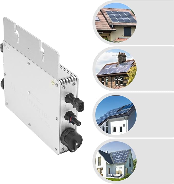 800W Solar Micro Inverter Grid Tie Solar Inverter with MPPT Technology Pure Sine Wave Inverters DC 22-50V Input AC 110V/120V Output for 36V Solar Panel LCD Display 12.6 x 3.54 x 8.66 in