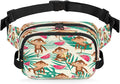 Monkey Watermelon Palm Waterproof Fanny Pack for Women Men Adjustable Waist Bag with Double Zipper Pockets Lightweight Square Hip Pack for Running Travel Hiking Workout Cycling